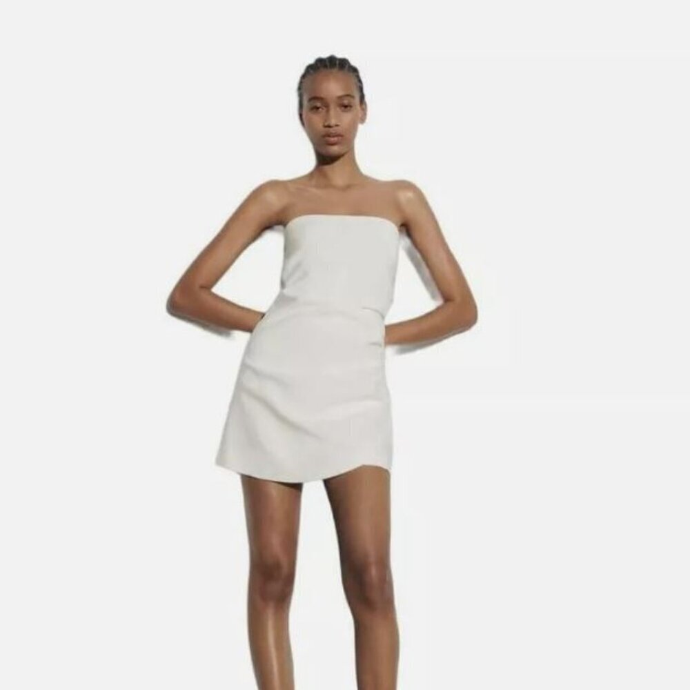 ZARA DRAPED SHORT JUMPSUIT WHITE SIZE S 7563 058 251